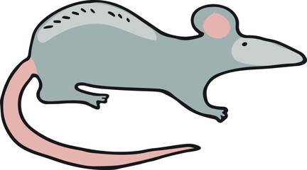 Mouse doodle icon. Rat symbol. Small animal