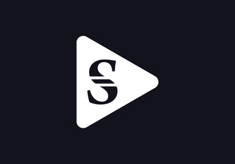 Music play button icon and video play button icon with letters and alphabets 