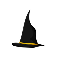 Fototapeta premium Pointed black witch hat. Magician sorcerer headdress for halloween