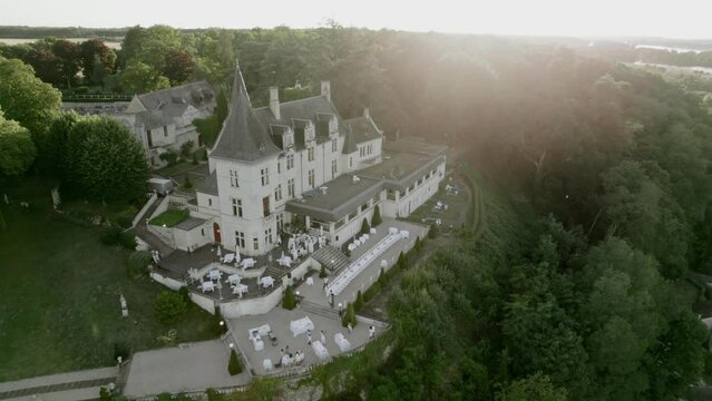 Aerial view of a French Castle, venue for wedding