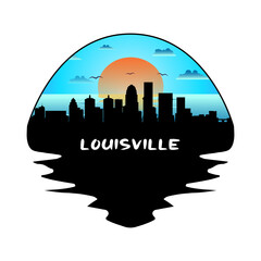 Louisville Kentucky USA Skyline Silhouette Retro Vintage Sunset Louisville Lover Travel Souvenir Sticker Vector Illustration SVG EPS