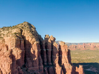 Gorgeous Aerial View Of The American Southwest Desert Showing Large Rock Formations