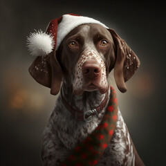 Danish Shorthaired Pointer in Christmas Outfit