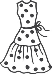 Polka dot dress icon. Female fashion symbol