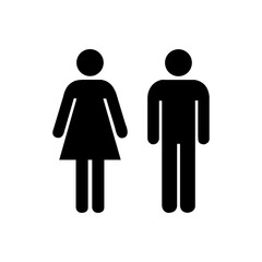 Minimalistic Woman and Man public toilet signs set. Restroom door pictograms vector illustration