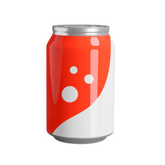 Soda can 3d icon. Red aluminium can. Isolated object on transparent background