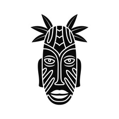 Souvenir ethnic mask. Black totem head of ancient aboriginal deities