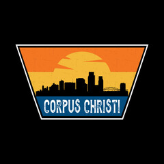 Corpus Christi Texas USA Skyline Silhouette Retro Vintage Sunset Corpus Christi Lover Travel Souvenir Sticker Vector Illustration SVG EPS