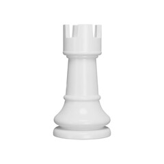 Rook 3d object. Chess piece. White color. Isolated on transparent background