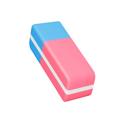 Eraser 3d icon. Stationery tool for erasing a pencil. Isolated object on transparent background