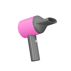 Hair dryer 3d icon. Isolated object on transparent background
