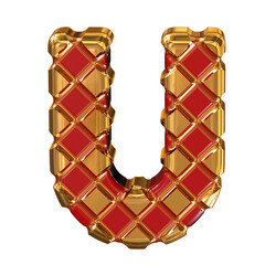 Red symbol with thick gold rhombuses. letter u © oleg