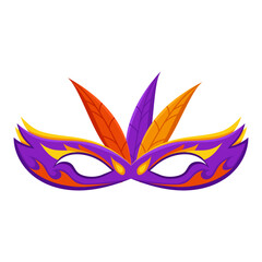 Obraz premium Purple masquerade mask with bright feathers template