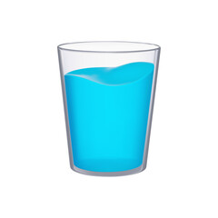 Glass of water 3d icon. Isolated object on transparent background
