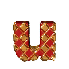 Red symbol with thick gold rhombuses. letter u © oleg