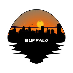 Buffalo New York USA Skyline Silhouette Retro Vintage Sunset Buffalo Lover Travel Souvenir Sticker Vector Illustration SVG EPS