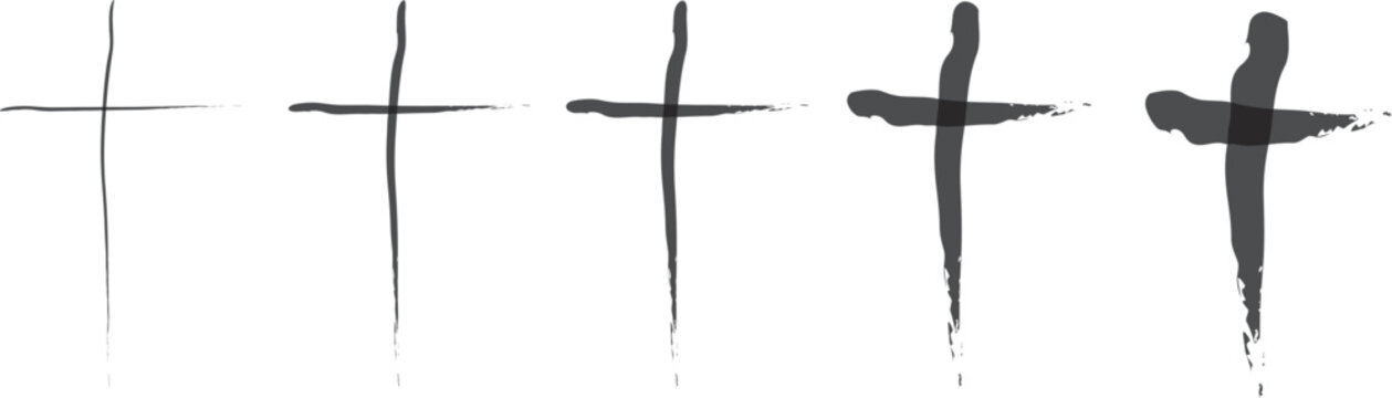 Set hand drawn cross. Vector cross. The cross is made with a brush.