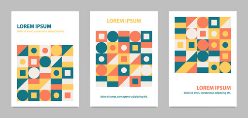 Set of bauhaus abstract geometric cover background. Template for annual report, cover notebook, poster, etc