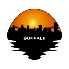 Buffalo New York USA Skyline Silhouette Retro Vintage Sunset Buffalo Lover Travel Souvenir Sticker Vector Illustration SVG EPS