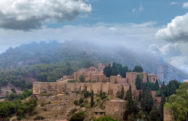 Obraz premium Amazing View of the Alcazaba citadel from the roof of Malaga Cathedral, Malaga, Spain