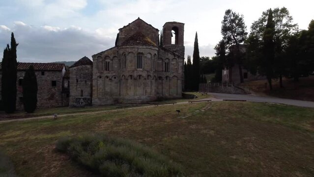 Pieve di San Pietro a Romena, Pratovecchio, Stia, ITALY: Sunset, historic medieval-style church located in Casentino