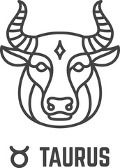 Taurus symbol. Black line stellar icon. Zodiac sign