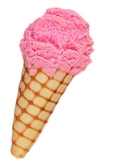 ice cream in a waffle cone isolated on a transparent background
