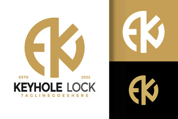Letter Ek or Ke Circle Logo Design Vector Illustration Template