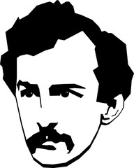 John Wilkes Booth, Assassin of US President Abraham Lincoln, Stylized Black and White Vector Illustration © Randy Runtsch