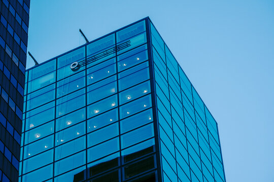 Modern office building windows closeup detail	

