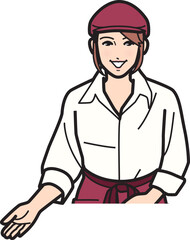 ファストフード女性店員 すすめる