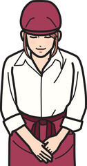 ファストフード女性店員 お辞儀