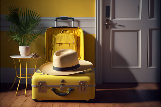 yellow travel suitcase