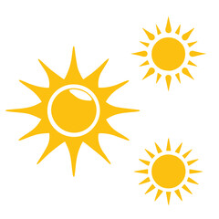 Set of symbols of the sun. Flat sun icon