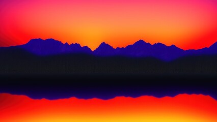 Fototapeta na wymiar Watercolor peaceful landscape of mountain lake background.