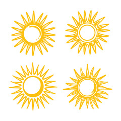 Set of symbols of the sun. Flat sun icon