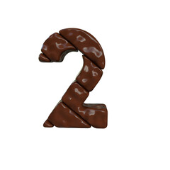 Chocolate letter made from diagonal bars. number 2