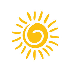 Flat sun icon. Sun pictogram. Doodle suns set