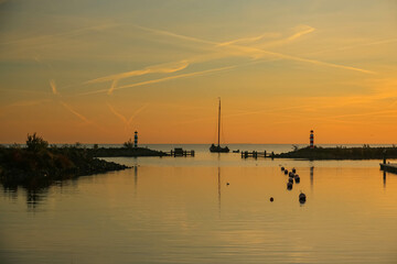 sunset over the harbor