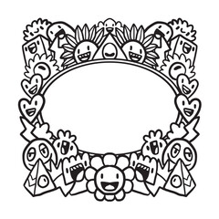 Hand drawn Abstrack doodle art frame