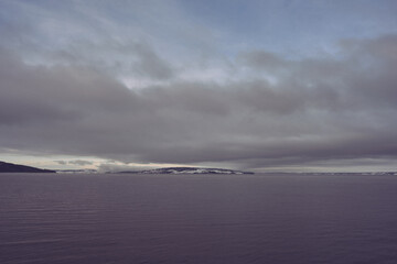 View of Helgøya Island in Lake Mjøsa at winter.