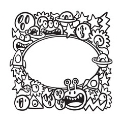 Hand drawn Abstrack doodle art frame