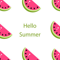 Vector square banner with watermelons hello summer