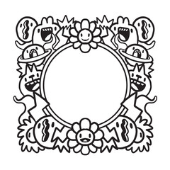 Hand drawn Abstrack doodle art frame