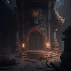 Cercles muraux Lieu de culte An ancient temple seen in a dark fantasy atmosphere.