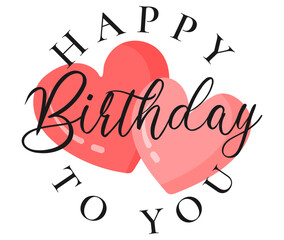 Happy birthday handwritten text lettering on white background.	
