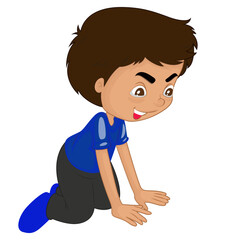 Free vector boy in blue shirt on white background illustration