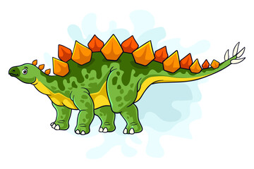 Cartoon Dinosaur stegosaurus on white background