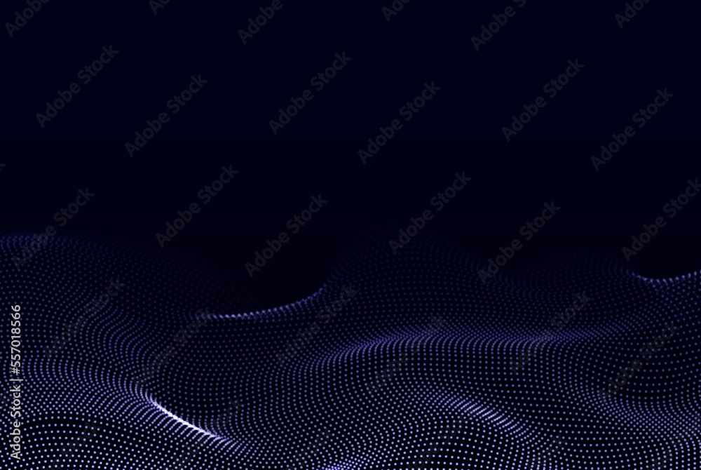 Wall mural abstract gradient particle wave. big data. digital background.