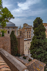 Fototapeta premium The Alcazaba interior, citadel of Malaga city. Interiors and courtyards of a medieval fortress in the Arab, Moorish style. Andalusia, Spain